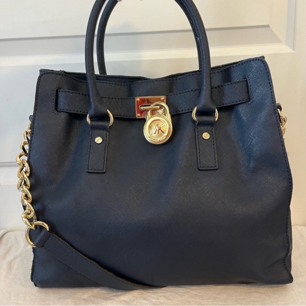 MICHAEL KORS Navy Blue XL Hamilton Shoulder Bag Tote Laptop Work